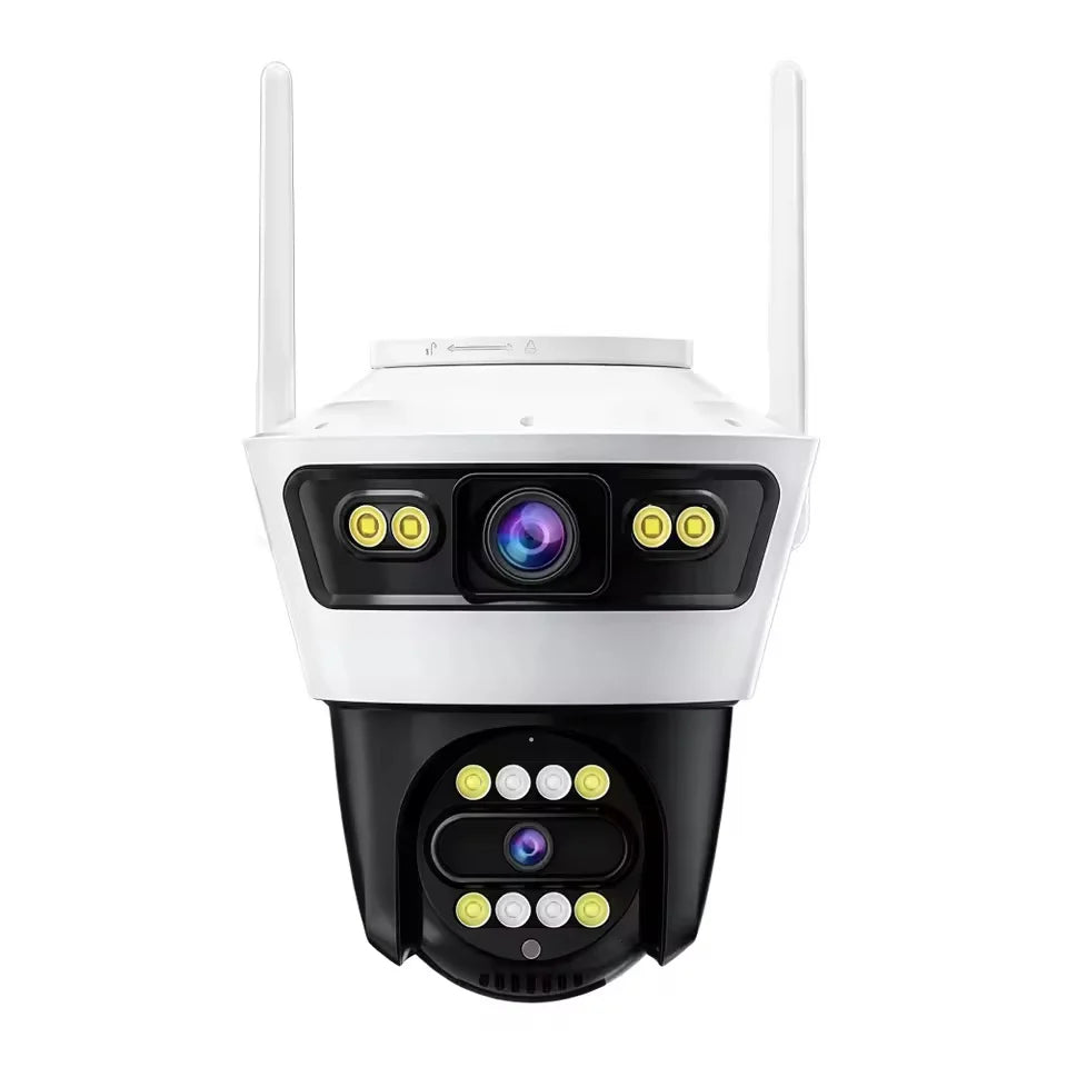Prisvärd 2-lins WiFi-övervakningskamera 360° med nattseende i färg, AI och tvåvägsljud