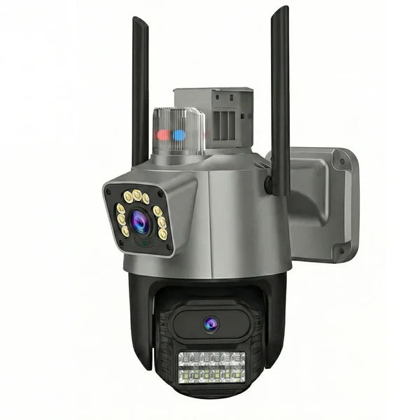 Avancerad WiFi-övervakningskamera 360° med dubbel lins, 5× zoom och smart larm