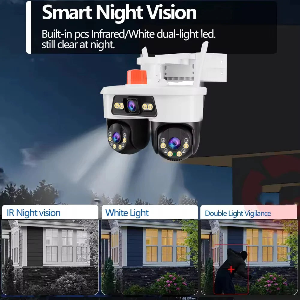 Avancerad WiFi-kamera 360° med belysning, AI, automatisk spårning och smart mörkerseende